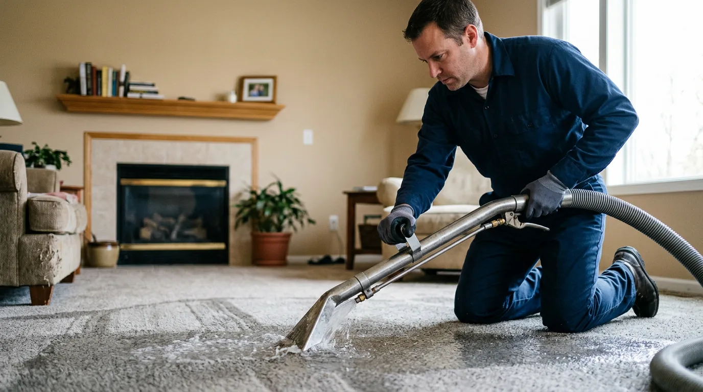 Water damage restoration technician working near Clyde, TX